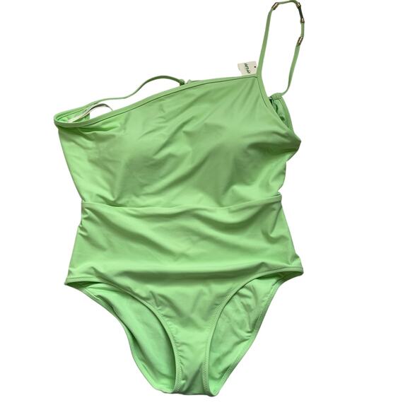 Aerie Lime Green Beaded One Shoulder One Piece Swimsuit NWT Size Large - Picture 2 of 7
